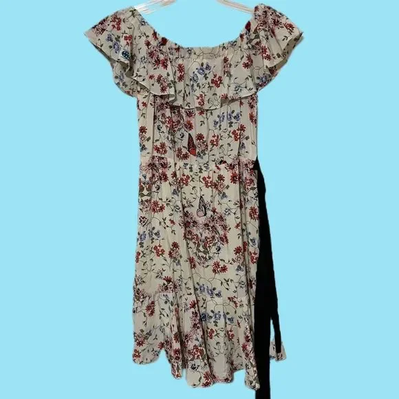 Maje | Modern Cottagecore | Lined |Silk | Butterfly Ladybug Ruffled Floral Dress - Picture 8 of 13